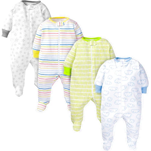 Onesies Brand unisex-baby 4-pack Sleep 'N Play Footies Multi Pack