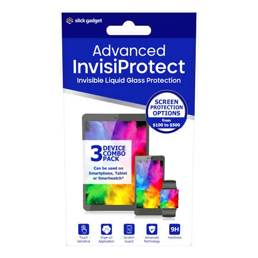 Slick Gadget Advanced Liquid Glass Screen Protector | Covers up to 3 Devices | Carrier Grade | Fits all Smartphones Tablets Smartwatches | iPhone, Samsung Galaxy