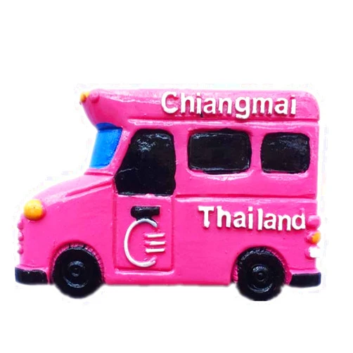 Thailand Magnet-Eddiewei Chiangmai Thailand World Fridge Magnet 6D Resin Collection Travel Souvenir Tourist Gift Home and Kitchen Decoration Refrigerator Magnetic Sticker