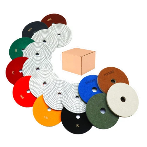 Waies 9 Packs 6 Inch Diamond Polishing Pads Wet/Dry Polish Pad Kit for Drill Grinder Polisher 50-10000 Grit Pads for Marble Tile Quartz Granite Concrete Countertop