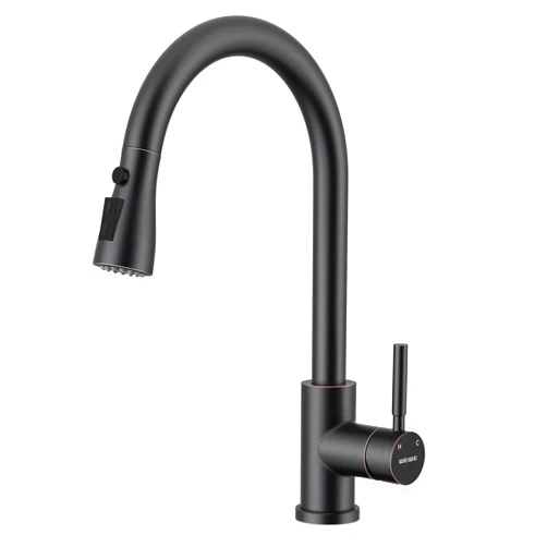 WEWE Kitchen Faucets with Pull Down Sprayer, Stainless Steel Single Handle 1 Hole for Family Kitchen Commercial Camper Laundry Rv Bar, Oil Rubbed Bronze