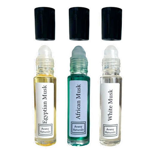 Avany Naturals Scented Body Oil - Egyptian Musk Oil, African Musk Body Oil, White Musk - Roll On Perfume For Women, Travel Size Cologne For Men, Fragrance Oil For Skin