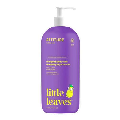 ATTITUDE Shampoo and Body Wash for Kids, EWG Verified Hair and Body Cleanser, Dermatologically Tested Soap, Plant and Mineral Based Bath Products, Vegan, Vanilla and Pear, 32 Fl Oz