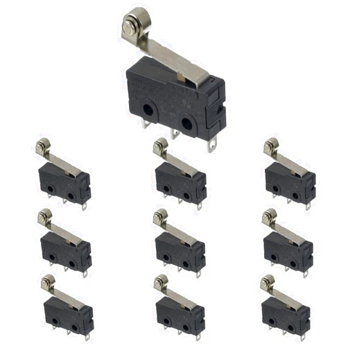 BOJACK Micro Limit Switch with Momentary Roller Lever Arm SPDT 1NO 1NC 3 Pins 5A 125 250VAC (Pack of 10 Pcs)