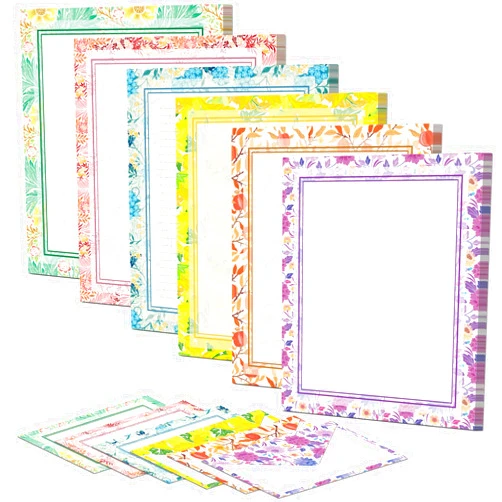 Anzon Mories Vintage Morris Stationery Paper (Both Sides Lined) 48 Sheet, Self-Sealing Envelopes 24 PC, Heavy Weight Floral Writing Letter Stationary, Printer Friendly, US Letter Size 11