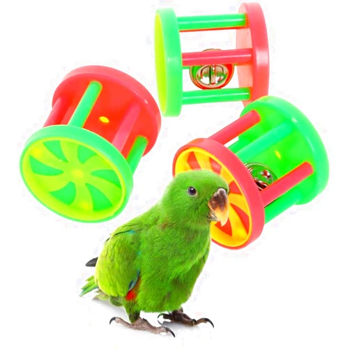 QBLEEV Bird Roller Rattles Toys, Parrot Foot Toys, Foraging Chewing Bell Training Trick Toys, Birds Play Gym Activity Center Cage Accessories for Small Parrots-3 Pack