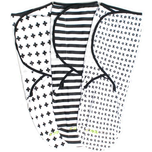 Ziggy Baby Adjustable Baby Swaddles 0-3 Months - Blanket Infant Wrap Set 3 Pack - Soft Cotton Black & White - Newborn Swaddle Blankets for Baby Boy or Girl, Swaddle Blanket