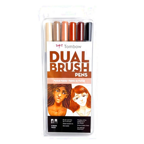 Tombow 56236 Dual Brush Pen Art Markers, Portrait, 6-Pack. Blendable, Brush and Fine Tip Markers