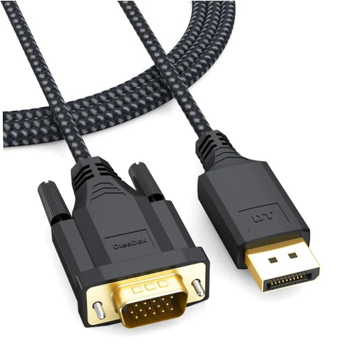 DteeDck DisplayPort to VGA Cable 6ft, Display Port DP to VGA Adapter Cable Converter Male to Male Braided Cord for Monitor Desktop Laptop Display Projector HDTV
