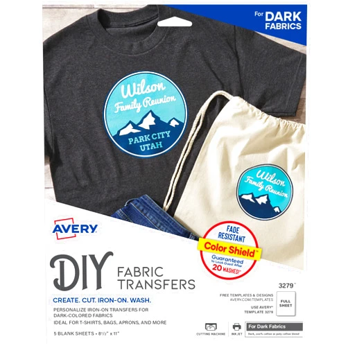 Avery Iron On Heat Transfer Paper for Dark Fabrics, Inkjet Printers, 5 Transfers, 6 Pack, 30 Total Transfers (3279)