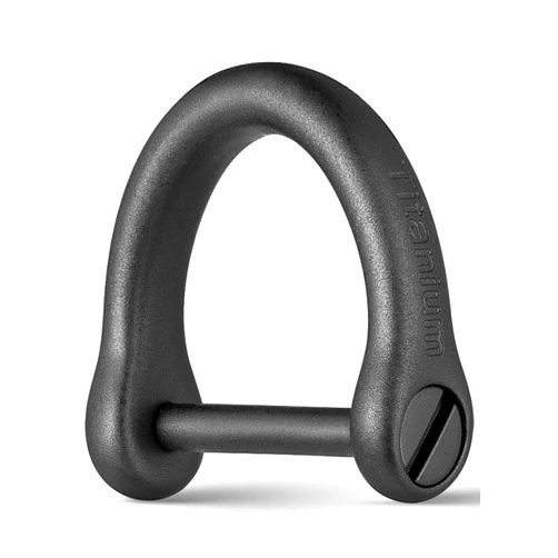 FEGVE Titanium D Ring Key Ring with screwdriver, Car Fob holder Keychain Men Key Shackle Horseshoe Clasp（1/2inch-Black）