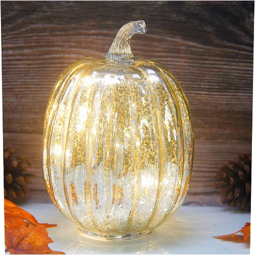 CFDECOR Mercury Glass Pumpkin Light with Timer, with 10 Fairy Lights Inside,Battery Operated Led Pumpkin Light,Ideal for Halloween Fall Decoration, Thanksgiving Rustic Decor, Xmas Décor (Silver)