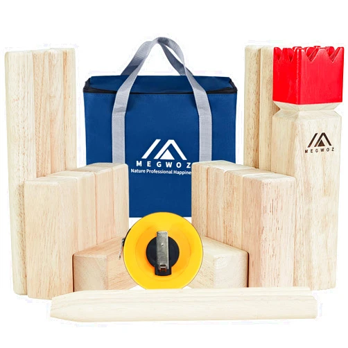 Megwoz Kubb Yard Games Outdoor Games Includes Carrying Case Tape Measure Lawn Games for Adults and Kids Viking Chess Tossing Games for Family and Friends