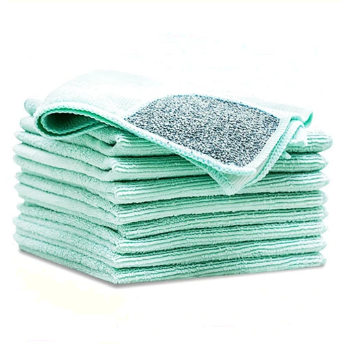 DAOTS Highly Absorbent Microfiber Cleaning Supplies, Nonstick Oil Washable Fast Drying, Reusable Cleaning Cloth for Multiple-use, Powerful Dust Removal Cleaning Rags for House, Kitchen, Car etc (10)