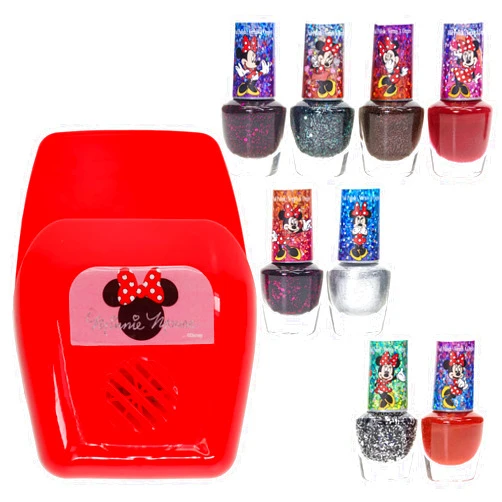 Townley Girl - Disney Minnie Mouse Non-Toxic Peel-Off Water-Based Safe Nail Polish Set with Nail Dryer for Kids, AA Batteries Not Included, Ages 3 and Up