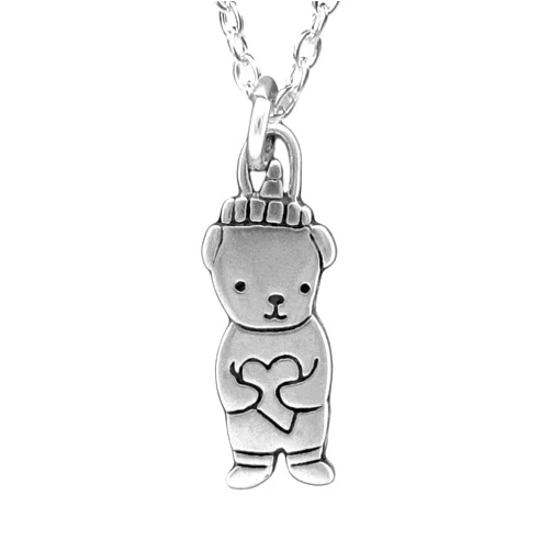 Mark Poulin Sterling Silver Honey Bear Charm Necklace on 16