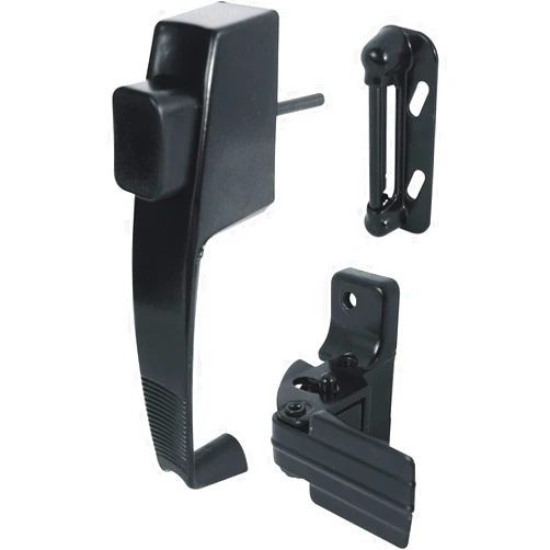 Prime-Line MP5071 Push Button Latch with Tie Down, Black (1 Set)