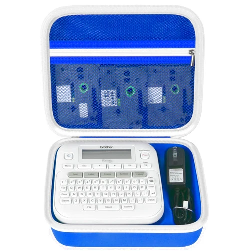 GWCASE Case Compatible with Brother P-Touch PTD220 210 Home/Office Everyday Label Maker, Storage Holder Carrying Organizer for Label Tapes, AC Adapter, Charging Cables (Box Only) -Blue