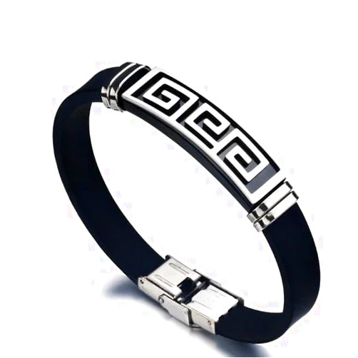 Pierre Lorren PierreLorren 18kt Greek Key Bracelet Meander Jewelry White GOLD Silver Mens Ancient Greek Infinity Bracelet for men HANDMADE LOVE Bangle Meandros Labyrinth Celtic Minimalist Eternal Bracelet for Him