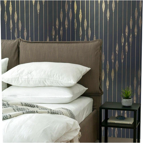 Zambaiti Parati Vinyl Non Woven Black Bronze Metallic Herringbone Zig zag Lines Chevron Textured 3D Wallpaper Texture Italian wallcoverings 3D, Charcoal, Dark gray, 2.3 ft x 33 ft = 76 sq.ft