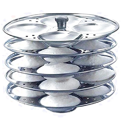 T TABAKH Tabakh 5-Rack Stainless Steel Stand, Makes 20 Idlys, Medium, Silver