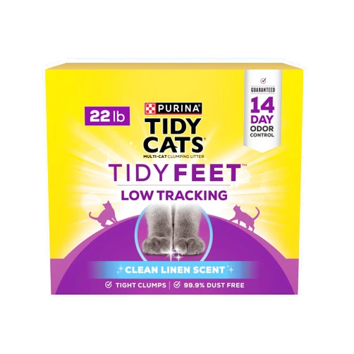 Tidy Cats Purina Tidy Cats Tidy Feet Clumping Low Tracking Cat Litter With Odor Control – Clean Linen Scent - 22 lb. Box