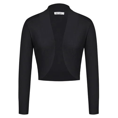 GRACE KARIN Women'S Bolero Shrug Open Front Knit Cropped Cardigan Long Sleeve Vintage Sweater