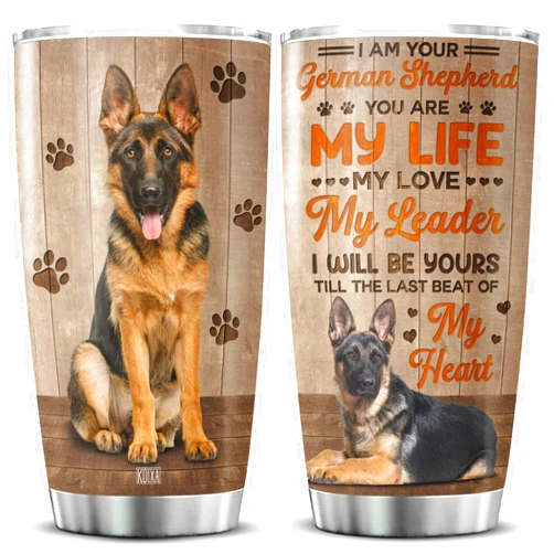 KOIXA German Shepherd Coffee Tumbler Birthday Gifts For Men Women Dog Lovers Teen Girls Boys Travel Mug With Lid Insulated Cup Cold Steel Tumblers Inspirational Quotes Funny Sayings