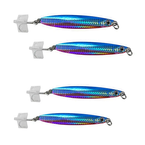 Fish WOW! 4pcs Blue Pink 3.5oz Colt Sniper jigs 100g coltsniper jig with a 3561D-DT MUSTAD 3X Strong Forge High Carbon Steel Treble Hook
