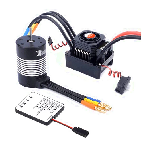 Jrelecs 3650 5900KV Sensorless Brushless Motor 120A Brushless ESC & Program Card Waterproof Motor ESC Combo 3.175mm Shaft for 1/10 RC Car Truck