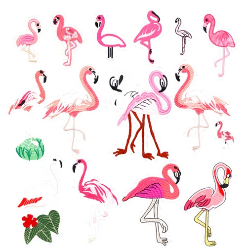 Winrase 15pcs Flamingo Iron on Patches Embroidered Motif Applique Assorted Size Decoration Sew On Patches Custom Patches for DIY Jeans, Jacket, Kid's Clothing, Bag,Caps, Arts Craft Sew Making (Flamingo 15pcs)