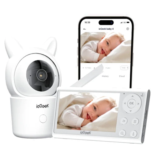 ieGeek Video Baby Monitor with Camera and Audio - 1080P FHD Monitor WiFi Smartphone - Night Vision, Motion Detection, Temper & Humidity Sensor, 2.4GHz WiFi, Pan-Tilt-Zoom via 4.3