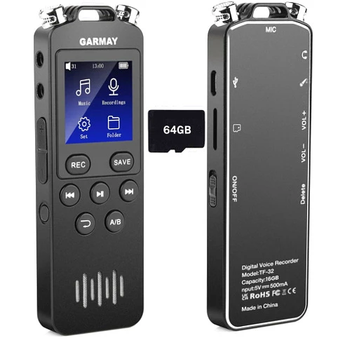 GARMAY Digital Voice Recorder Upgraded 80GB 1536KBPS 5723Hours Recording Capacity 32H Battery Time Voice Activated Recorder with Noise Reduction Audio Recorder with Playback for Meeting Lecture
