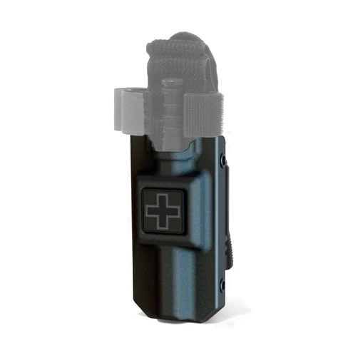 Yikki Eleven 10 Rigid TQ Tourniquet Case for C-A-T CAT Tourniquet, Black with Gray Cross, Belt (Tek) Attachment (Tourniquet Not Included)