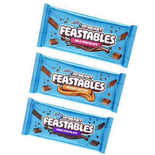 FANTASTY MALL Festeables Mr Beast Chocolate Bars, Peanut Butter, Dark Chocolate and Milk Chocolate (3 pack) by FANTASTY MALL, Full Size