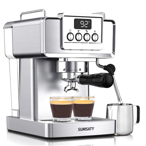 SUMSATY Espresso Machine, Stainless Steel Espresso Machine with Milk Frother for Latte, Cappuccino, Machiato,for Home Espresso Maker, 1.8L Water Tank, 20 Bar