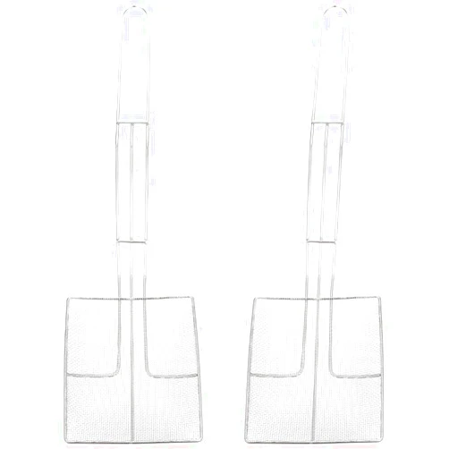 UPKOCH Mesh Strainer 2 pcs Hot Kitchen Mesh Wire Strainers Stainless Convenient Square Spoon Spaghetti Leaking Ladle Shovel Oil Tools Reinforced Pot Slotted Frying Fryer Basket Cooking Turkey Fryer