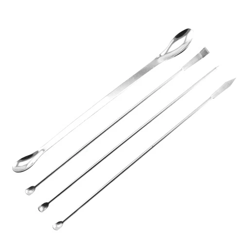 Maxmoral 1 Set Stainless Steel Micro Lab Sampling Scoop Spatulas Combination Reagent Spoon Laboratory Supplies (Pack of 4)