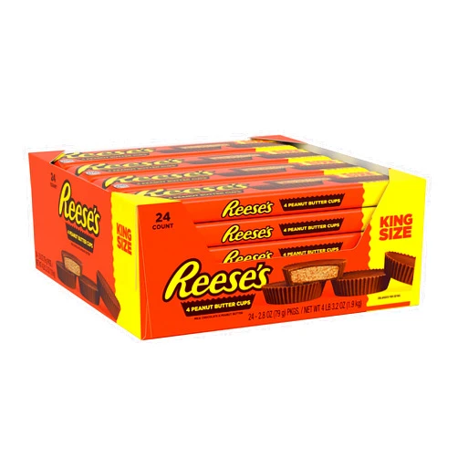 REESE'S Milk Chocolate King Size Peanut Butter Cups, Candy Packs, 2.8 oz (24 Count)