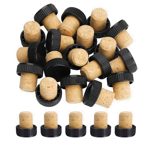 JYCSTE 24 Pieces Wine Bottle Corks T-Shape Wine Corks with Black Plastic Top,Wine Cork Stoppers Tasting Corks, Reusable Wine Corks Sealing Plug Bottle Stopper for Homemade Wine