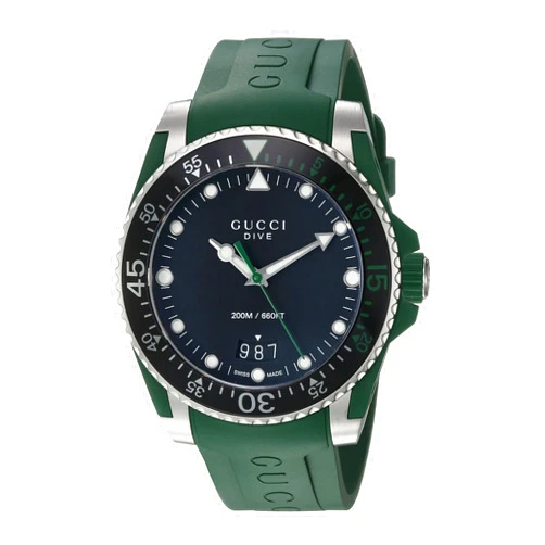 Gucci Quartz Stainless Steel and Rubber Casual Green Men's Watch(Model: YA136310)