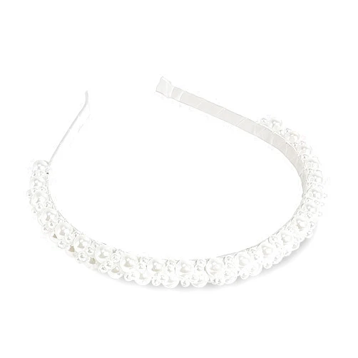 Doneace Pearl Headband White Artificial Pearl Rhinestones Hairbands Fashion Bling Beaded Headbands Bridal Hair Hoop Party Wedding Hair Accessories for Women Girls 1PCS