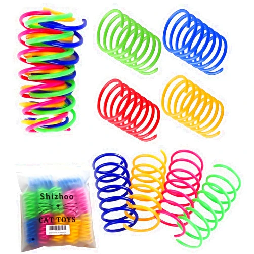 Shizhoo Cat Spring Toy, 30 Pcs Cat Kittens Toys Plastic Colorful Coil Spiral Springs for Swatting, Biting, Hunting, and Active Healthy Play Interactive Cat Toys indoor Cats