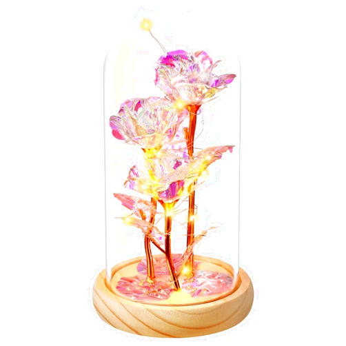TRYQTYL Light Up Rose in Glass Dome, Flores Eternas 3 Enchanted Rose, Birthday Flowers For Women, Rosas Eternas Galaxy Rose, Infinity Rose Gift Glass Roses Eternal Roses, Light Up Flower in Glass Dome