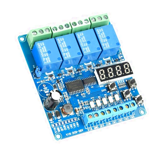 Hilitand Multifunction Time Relay Module, 8-36V 4-Channel Multifunction Time Delay Relay Interface Board Module Optocoupler LED