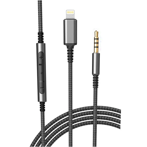 Thore (Apple MFi Certified) Replacement Headphone Cable with iPhone Lightning Connector (3.5mm) Audio Aux Cord with Mic & Volume Control Remote (Compatible with Beats/Sony/Sennheiser and Audio Tech)