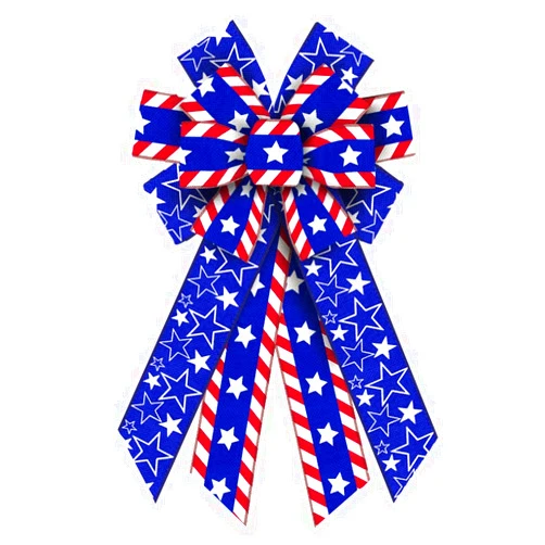 Estivaux Large Veterans Day Patriotic Bows for Wreath, Labor Day Wreath Bows Blue Red Burlap Bows Holiday American Stars Tree Bows for Front Door Indoor Outdoor July 4th Patriotic Decorations