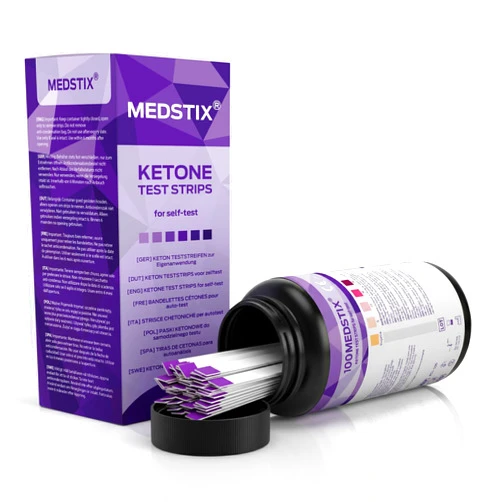 MEDSTIX 100 Ketone Test Strips for Self-Testing | Results in 45 Seconds | Easy Urine Test Strips with Color Chart | 100-Count Tube for Home, Travel, and Daily Use