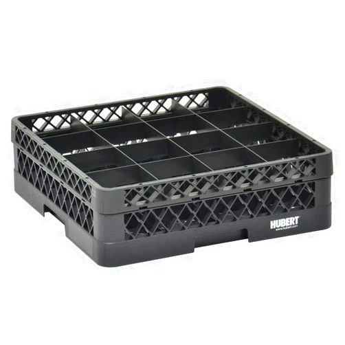 Vollrath Traex Black Plastic 16 Compartment Dishwashing Rack with One Open Extender - 19 3/4