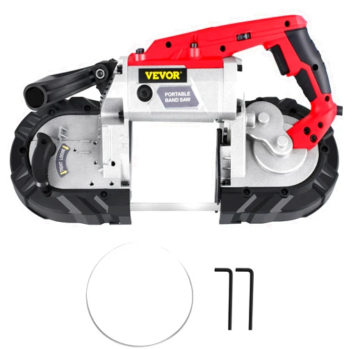 VEVOR Portable Band Saw, 5Inch Cutting Capacity Corded BandSaw, Variable Speed Hand held Band Saw,10Amp Motor Portable Bandsaw, Deep Cut Bandsaw for Metal Wood Tubing Pipes Rebar and Plastic